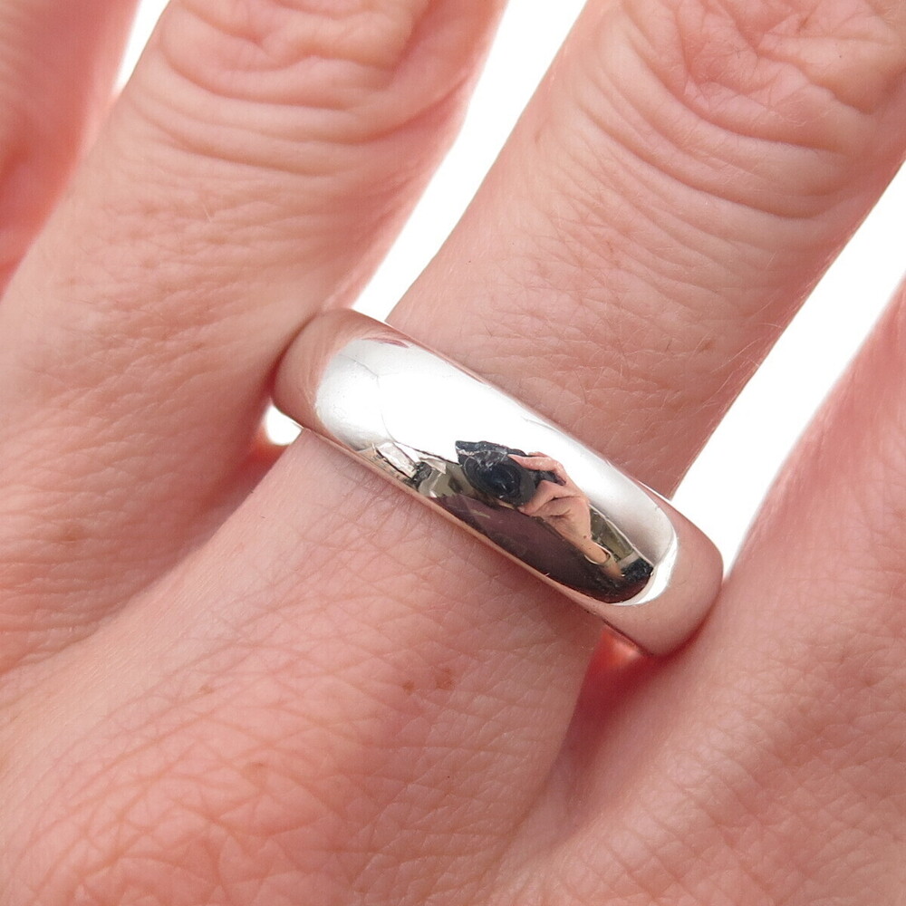 925 Sterling Silver Vintage Classic Wedding Band Ring Size 10.75